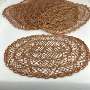 Set of 7 Vintage Oval Abaca Straw Woven Placemats